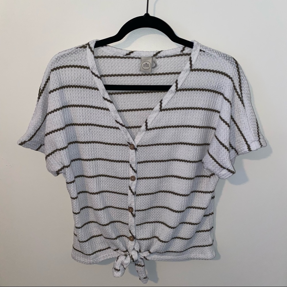 Paper Crane tie front striped shirt